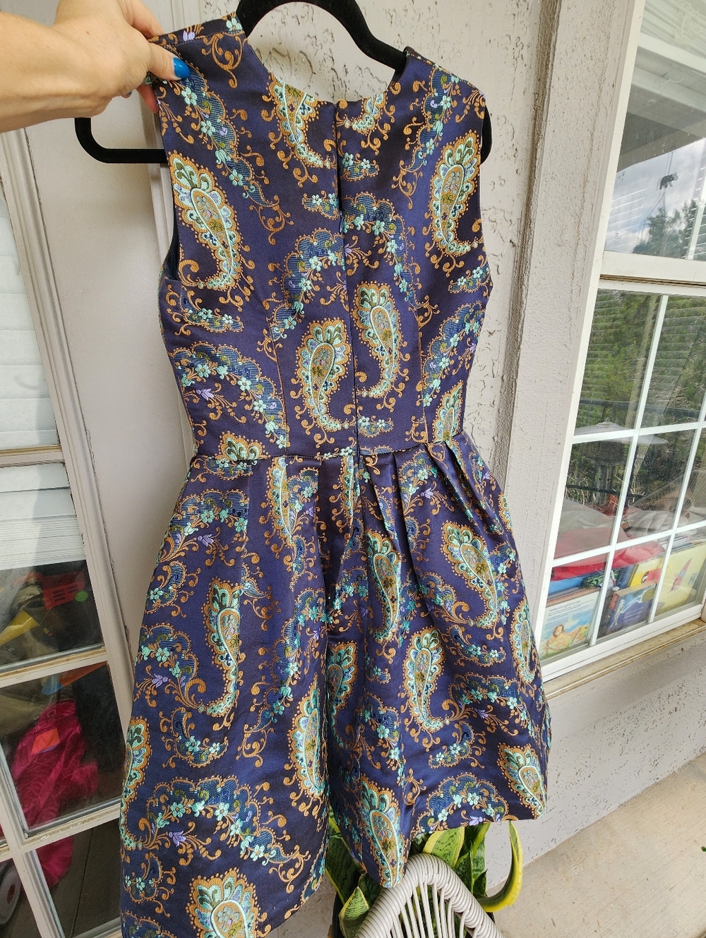 Cynthia Rowley paisley brocade A-line dress Sz 6 $300 MSRP B13 - Picture 2 of 5
